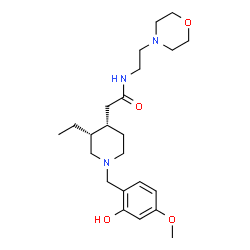 ChemSpider 2D Image | 2-[(3R,4S)-3-Ethyl-1-(2-hydroxy-4-methoxybenzyl)-4-piperidinyl]-N-[2-(4-morpholinyl)ethyl]acetamide | C23H37N3O4