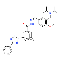 ChemSpider 2D Image | N'-[(Z)-{3-[(Diisopropylamino)methyl]-4-methoxyphenyl}methylene]-3-(5-phenyl-2H-tetrazol-2-yl)-1-adamantanecarbohydrazide | C33H43N7O2