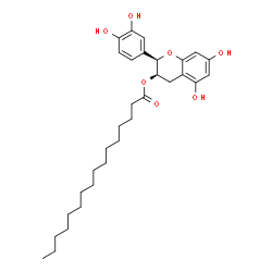 ChemSpider 2D Image | (2R,3R)-2-(3,4-Dihydroxyphenyl)-5,7-dihydroxy-3,4-dihydro-2H-chromen-3-yl palmitate | C31H44O7