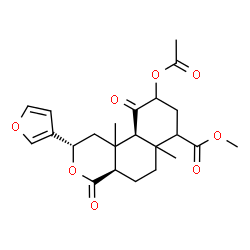 ChemSpider 2D Image | Methyl (2S,4aR,10aS)-9-acetoxy-2-(3-furyl)-6a,10b-dimethyl-4,10-dioxododecahydro-2H-benzo[f]isochromene-7-carboxylate | C23H28O8