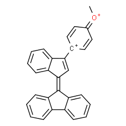 ChemSpider 2D Image | 1-[1-(9H-Fluoren-9-ylidene)-1H-inden-3-yl]-4-(methyloxonio)-2,5-cyclohexadienylium | C29H20O