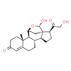 ChemSpider 2D Image | 11beta,18-epoxy-18,21-dihydroxypregn-4-ene-3,20-dione | C21H28O5