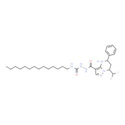 ChemSpider 2D Image | 2-{[7-(Difluoromethyl)-5-phenyl-4,5,6,7-tetrahydropyrazolo[1,5-a]pyrimidin-3-yl]carbonyl}-N-tetradecylhydrazinecarboxamide | C29H44F2N6O2