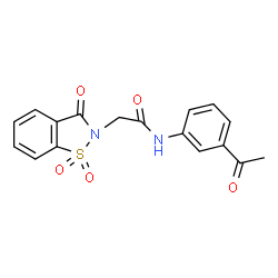 ChemSpider 2D Image | N-(3-Acetylphenyl)-2-(1,1-dioxido-3-oxo-1,2-benzothiazol-2(3H)-yl)acetamide | C17H14N2O5S
