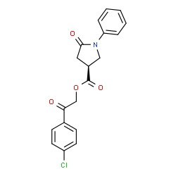 ChemSpider 2D Image | 2-(4-Chlorophenyl)-2-oxoethyl (3S)-5-oxo-1-phenyl-3-pyrrolidinecarboxylate | C19H16ClNO4