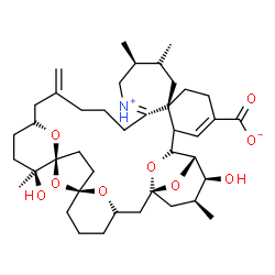ChemSpider 2D Image | (3R,7S,10S,14S,23S,24S,31S,32S,33S,34S,35S)-11,34-Dihydroxy-11,23,24,35-tetramethyl-16-methylene-37,38,39,40,41-pentaoxa-21-azoniaoctacyclo[30.4.1.1~1,33~.1~3,7~.1~7,10~.1~10,14~.0~20,26~.0~26,31~]hen
tetraconta-20,29-diene-29-carboxylate | C41H61NO9