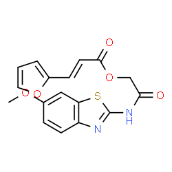 ChemSpider 2D Image | 2-[(6-Methoxy-1,3-benzothiazol-2-yl)amino]-2-oxoethyl (2E)-3-(2-furyl)acrylate | C17H14N2O5S