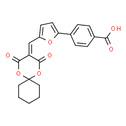 ChemSpider 2D Image | 4-{5-[(2,4-Dioxo-1,5-dioxaspiro[5.5]undec-3-ylidene)methyl]-2-furyl}benzoic acid | C21H18O7