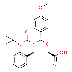 ChemSpider 2D Image | (2S,4R,5R)-2-(4-Methoxyphenyl)-3-{[(2-methyl-2-propanyl)oxy]carbonyl}-4-phenyl-1,3-oxazolidine-5-carboxylic acid | C22H25NO6