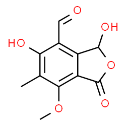 ChemSpider 2D Image | 3,5-Dihydroxy-7-methoxy-6-methyl-1-oxo-1,3-dihydro-2-benzofuran-4-carbaldehyde | C11H10O6