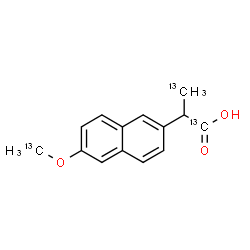 ChemSpider 2D Image | 2-{6-[(~13~C)Methyloxy]-2-naphthyl}(1,3-~13~C_2_)propanoic acid | C1113C3H14O3