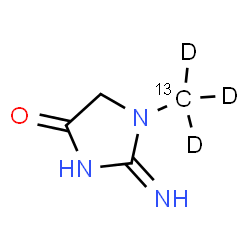 ChemSpider 2D Image | 2-Imino-1-(~13~C,~2~H_3_)methyl-4-imidazolidinone | C313CH4D3N3O