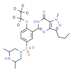 ChemSpider 2D Image | 5-{5-[(3,5-Dimethyl-1-piperazinyl)sulfonyl]-2-[(~2~H_5_)ethyloxy]phenyl}-1-methyl-3-propyl-1,6-dihydro-7H-pyrazolo[4,3-d]pyrimidin-7-one | C23H27D5N6O4S