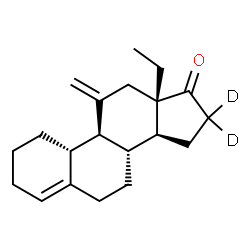 ChemSpider 2D Image | (8S,9S,10R,13S,14S)-13-Ethyl-11-methylene(16,16-~2~H_2_)-1,2,3,6,7,8,9,10,11,12,13,14,15,16-tetradecahydro-17H-cyclopenta[a]phenanthren-17-one (non-preferred name) | C20H26D2O