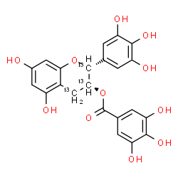 ChemSpider 2D Image | (2R,3R)-5,7-Dihydroxy-2-(3,4,5-trihydroxyphenyl)(2,3,4-~13~C_3_)-3,4-dihydro-2H-chromen-3-yl 3,4,5-trihydroxybenzoate | C1913C3H18O11