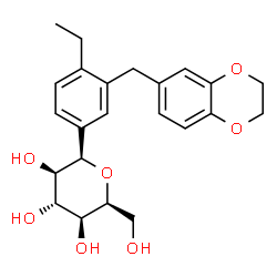 ChemSpider 2D Image | (1R)-1,5-Anhydro-1-[3-(2,3-dihydro-1,4-benzodioxin-6-ylmethyl)-4-ethylphenyl]-L-iditol | C23H28O7
