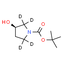 ChemSpider 2D Image | 2-Methyl-2-propanyl (3R)-3-hydroxy-1-(2,2,5,5-~2~H_4_)pyrrolidinecarboxylate | C9H13D4NO3