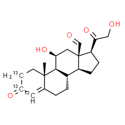 ChemSpider 2D Image | (11beta)-11,21-Dihydroxy-3,20-dioxo(2,3,4-~13~C_3_)pregn-4-en-18-al | C1813C3H28O5