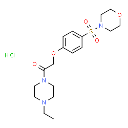 ChemSpider 2D Image | 1-(4-Ethyl-1-piperazinyl)-2-[4-(4-morpholinylsulfonyl)phenoxy]ethanone hydrochloride (1:1) | C18H28ClN3O5S
