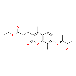 ChemSpider 2D Image | Ethyl 3-(4,8-dimethyl-2-oxo-7-{[(2S)-3-oxo-2-butanyl]oxy}-2H-chromen-3-yl)propanoate | C20H24O6