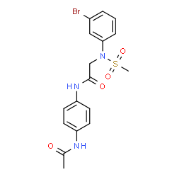ChemSpider 2D Image | N-(4-Acetamidophenyl)-N~2~-(3-bromophenyl)-N~2~-(methylsulfonyl)glycinamide | C17H18BrN3O4S
