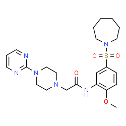 ChemSpider 2D Image | N-[5-(1-Azepanylsulfonyl)-2-methoxyphenyl]-2-[4-(2-pyrimidinyl)-1-piperazinyl]acetamide | C23H32N6O4S