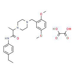 ChemSpider 2D Image | 2-[4-(2,5-Dimethoxybenzyl)-1-piperazinyl]-N-(4-ethylphenyl)propanamide ethanedioate (1:1) | C26H35N3O7