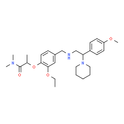 ChemSpider 2D Image | 2-[2-Ethoxy-4-({[2-(4-methoxyphenyl)-2-(1-piperidinyl)ethyl]amino}methyl)phenoxy]-N,N-dimethylpropanamide | C28H41N3O4
