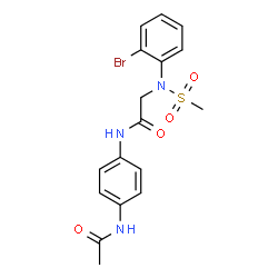 ChemSpider 2D Image | N-(4-Acetamidophenyl)-N~2~-(2-bromophenyl)-N~2~-(methylsulfonyl)glycinamide | C17H18BrN3O4S