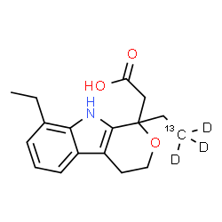 ChemSpider 2D Image | {8-Ethyl-1-[(2-~13~C,2,2,2-~2~H_3_)ethyl]-1,3,4,9-tetrahydropyrano[3,4-b]indol-1-yl}acetic acid | C1613CH18D3NO3
