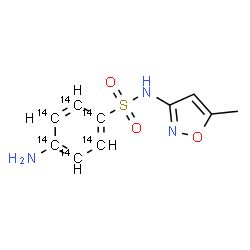 ChemSpider 2D Image | 4-Amino-N-(5-methyl-1,2-oxazol-3-yl)(~14~C_6_)benzenesulfonamide | C414C6H11N3O3S