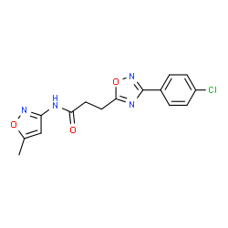 ChemSpider 2D Image | 3-[3-(4-Chlorophenyl)-1,2,4-oxadiazol-5-yl]-N-(5-methyl-1,2-oxazol-3-yl)propanamide | C15H13ClN4O3