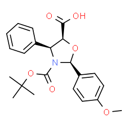 ChemSpider 2D Image | (2S,4S,5S)-2-(4-Methoxyphenyl)-3-{[(2-methyl-2-propanyl)oxy]carbonyl}-4-phenyl-1,3-oxazolidine-5-carboxylic acid | C22H25NO6