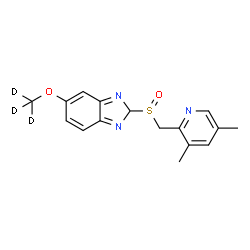 ChemSpider 2D Image | 2-{[(3,5-Dimethyl-2-pyridinyl)methyl]sulfinyl}-5-[(~2~H_3_)methyloxy]-2H-benzimidazole | C16H14D3N3O2S
