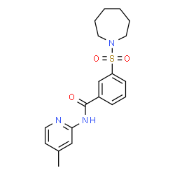 ChemSpider 2D Image | 3-(1-Azepanylsulfonyl)-N-(4-methyl-2-pyridinyl)benzamide | C19H23N3O3S