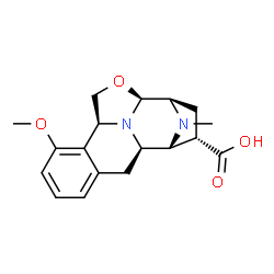 ChemSpider 2D Image | (1R,2R,3S,5R,6S,9S)-11-Methoxy-18-methyl-7-oxa-17,18-diazapentacyclo[7.7.1.1~2,5~.0~6,17~.0~10,15~]octadeca-10,12,14-triene-3-carboxylic acid | C18H22N2O4