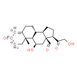 ChemSpider 2D Image | (8alpha,9beta,10alpha,11alpha,13alpha,14beta,17alpha)-11,21-Dihydroxy-3,20-dioxo(2,3,4-~13~C_3_)pregn-4-en-18-al | C1813C3H28O5