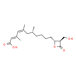 ChemSpider 2D Image | (2E,4Z,7R)-11-[(2R,3R)-3-(Hydroxymethyl)-4-oxo-2-oxetanyl]-3,5,7-trimethyl-2,4-undecadienoic acid | C18H28O5