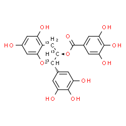 ChemSpider 2D Image | (2S,3R)-5,7-Dihydroxy-2-(3,4,5-trihydroxyphenyl)(2,3,4-~13~C_3_)-3,4-dihydro-2H-chromen-3-yl 3,4,5-trihydroxybenzoate | C1913C3H18O11