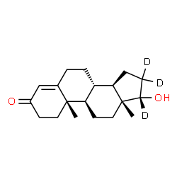 ChemSpider 2D Image | (8alpha,9beta,10alpha,13alpha,14beta,17beta)-17-Hydroxy(16,16,17-~2~H_3_)androst-4-en-3-one | C19H25D3O2