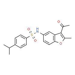 ChemSpider 2D Image | N-(3-Acetyl-2-methyl-1-benzofuran-5-yl)-4-isopropylbenzenesulfonamide | C20H21NO4S