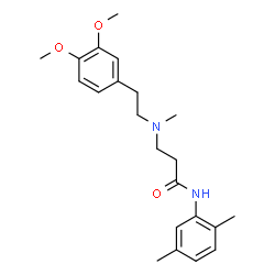ChemSpider 2D Image | N~3~-[2-(3,4-Dimethoxyphenyl)ethyl]-N-(2,5-dimethylphenyl)-N~3~-methyl-beta-alaninamide | C22H30N2O3