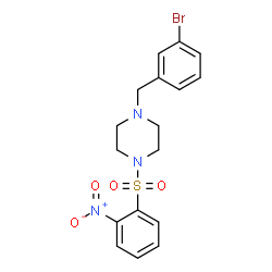 ChemSpider 2D Image | 1-(3-Bromobenzyl)-4-[(2-nitrophenyl)sulfonyl]piperazine | C17H18BrN3O4S