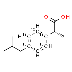 ChemSpider 2D Image | (2R)-2-[4-Isobutyl(~13~C_6_)phenyl]propanoic acid | C713C6H18O2