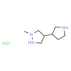 ChemSpider 2D Image | 1-Methyl-4-(3-pyrrolidinyl)pyrazolidine hydrochloride (1:1) | C8H18ClN3