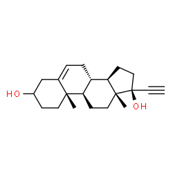 ChemSpider 2D Image | (8alpha,9beta,10alpha,13alpha,14beta)-Pregn-5-en-20-yne-3,17-diol | C21H30O2