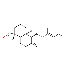 ChemSpider 2D Image | (1S,4aS,5R)-5-[(3E)-5-Hydroxy-3-methyl-3-penten-1-yl]-1,4a-dimethyl-6-methylenedecahydro-1-naphthalenecarbaldehyde | C20H32O2