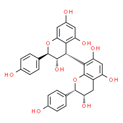 ChemSpider 2D Image | (2R,2'S,3S,3'S,4R)-2,2'-Bis(4-hydroxyphenyl)-3,3',4,4'-tetrahydro-2H,2'H-4,8'-bichromene-3,3',5,5',7,7'-hexol | C30H26O10