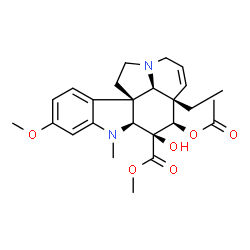 ChemSpider 2D Image | Methyl (3beta,4beta,12beta,19alpha)-4-acetoxy-3-hydroxy-16-methoxy-1-methyl-6,7-didehydroaspidospermidine-3-carboxylate | C25H32N2O6