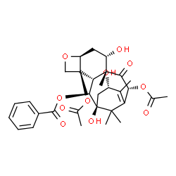 ChemSpider 2D Image | (2alpha,5alpha,7beta,8alpha,10beta,13beta)-4,10-Diacetoxy-1,7,13-trihydroxy-9-oxo-5,20-epoxytax-11-en-2-yl benzoate | C31H38O11